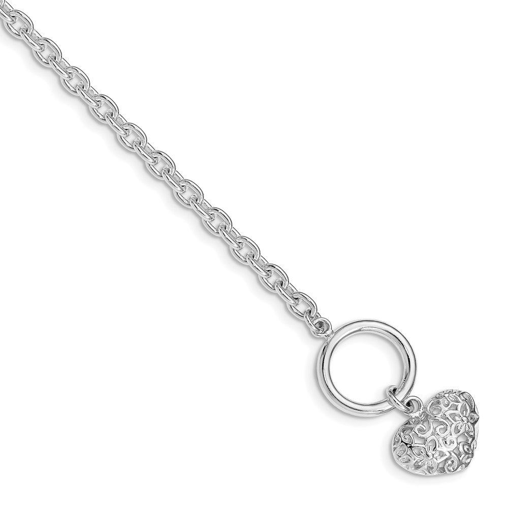 7.5 Zoll Sterlingsilber Poliert Herz Armband