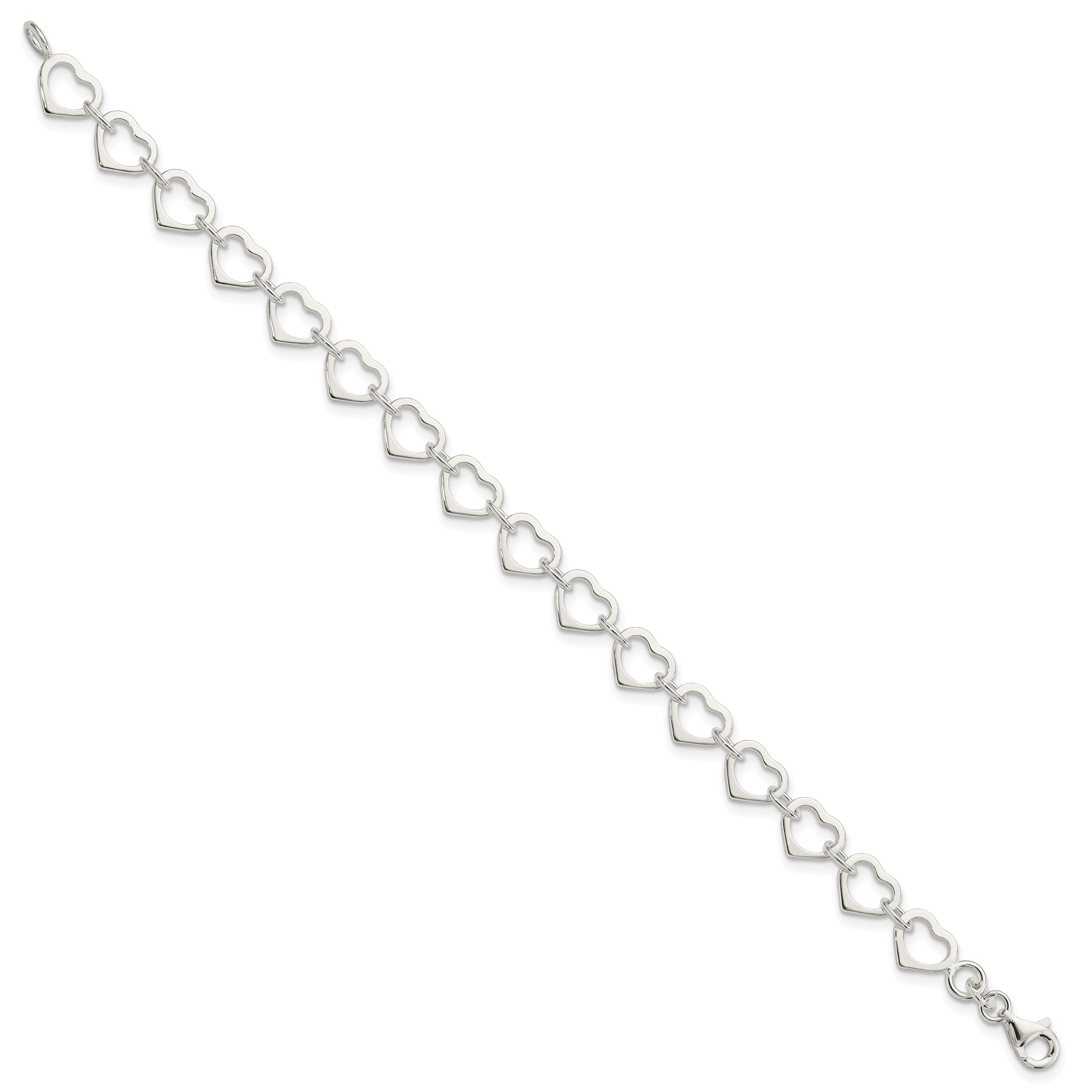 7 Zoll Sterlingsilber Poliert Herz Armband