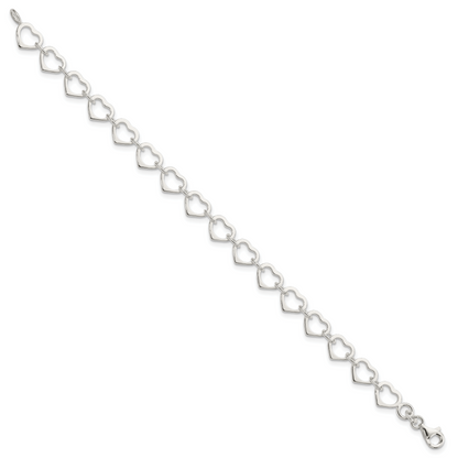 7 Zoll Sterlingsilber Poliert Herz Armband