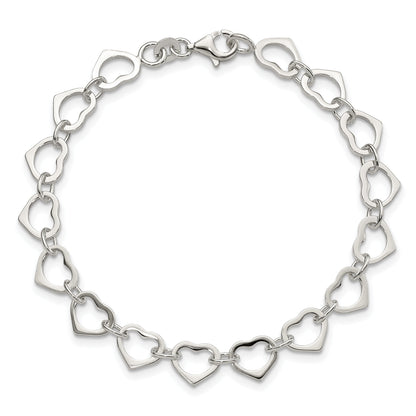 7 Zoll Sterlingsilber Poliert Herz Armband