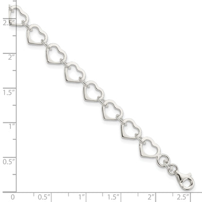 7 Zoll Sterlingsilber Poliert Herz Armband