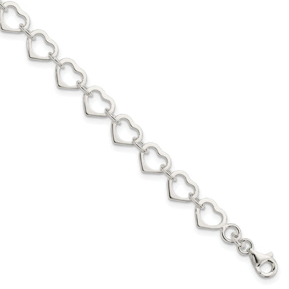 7 Zoll Sterlingsilber Poliert Herz Armband