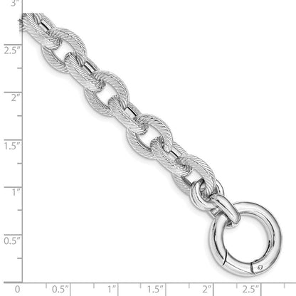 7.5 Zoll Sterlingsilber Rhodiniert Poliert Striped Glieder Armband