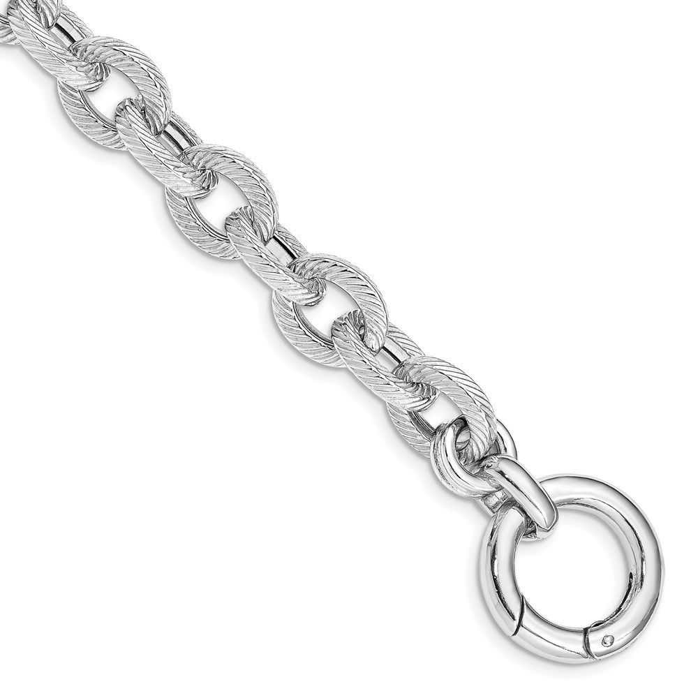 7.5 Zoll Sterlingsilber Rhodiniert Poliert Striped Glieder Armband