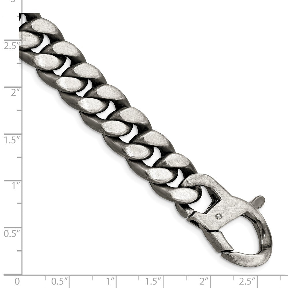 Sterlingsilber Ruthenium/antiqued Gebürstet Panzer Glieder Gliederarmband
