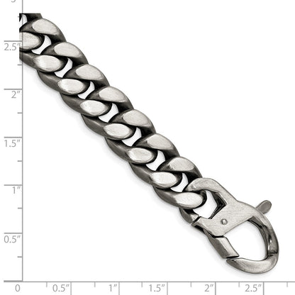 Sterlingsilber Ruthenium/antiqued Gebürstet Panzer Glieder Gliederarmband