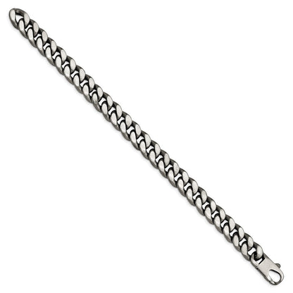 Sterlingsilber Ruthenium/antiqued Gebürstet Panzer Glieder Gliederarmband