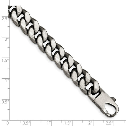 Sterlingsilber Ruthenium/antiqued Gebürstet Panzer Glieder Gliederarmband