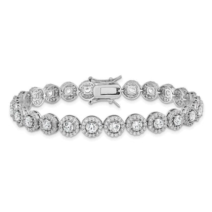 Sterlingsilber Rhodiniert Zirkonia Tennis 7.5 Zoll Armband