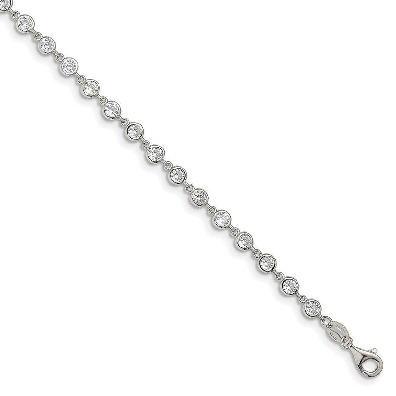 7 Zoll Sterlingsilber Rhodiniert mit 1 in Verlängerung. Zirkonia Armband