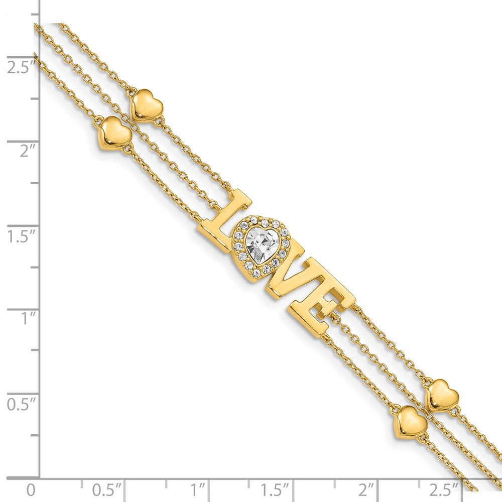 7.5 Zoll Sterlingsilber Goldfarben Kristall Liebe Armband