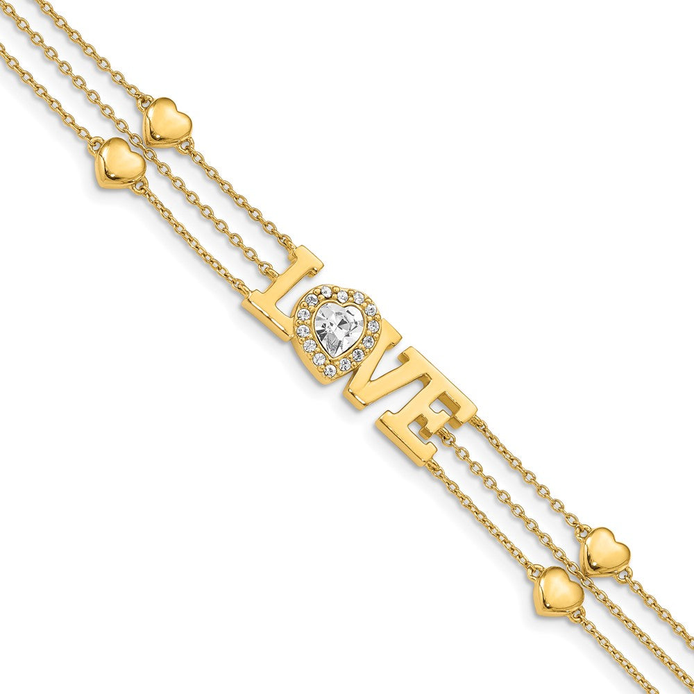 7.5 Zoll Sterlingsilber Goldfarben Kristall Liebe Armband