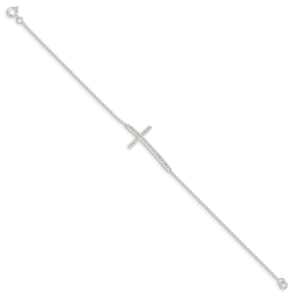 7 Zoll Sterlingsilber Zirkonia Kreuz Armband