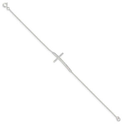 7 Zoll Sterlingsilber Zirkonia Kreuz Armband