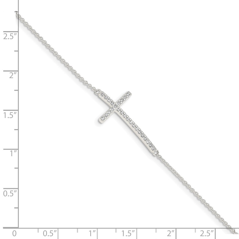 7 Zoll Sterlingsilber Zirkonia Kreuz Armband
