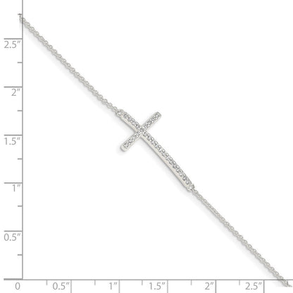 7 Zoll Sterlingsilber Zirkonia Kreuz Armband