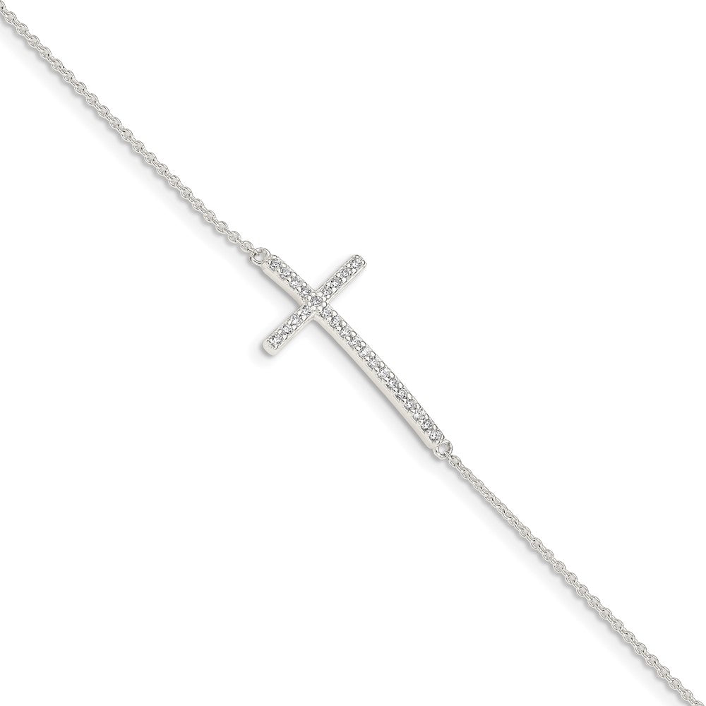 7 Zoll Sterlingsilber Zirkonia Kreuz Armband