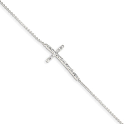 7 Zoll Sterlingsilber Zirkonia Kreuz Armband