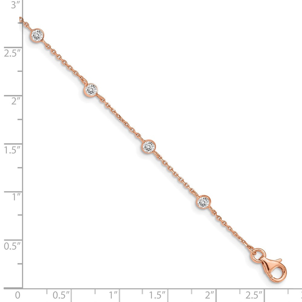 7 Zoll Sterlingsilber Roséfarben Mit.75 Zoll Verlängerung. Zirkonia Herz Armband