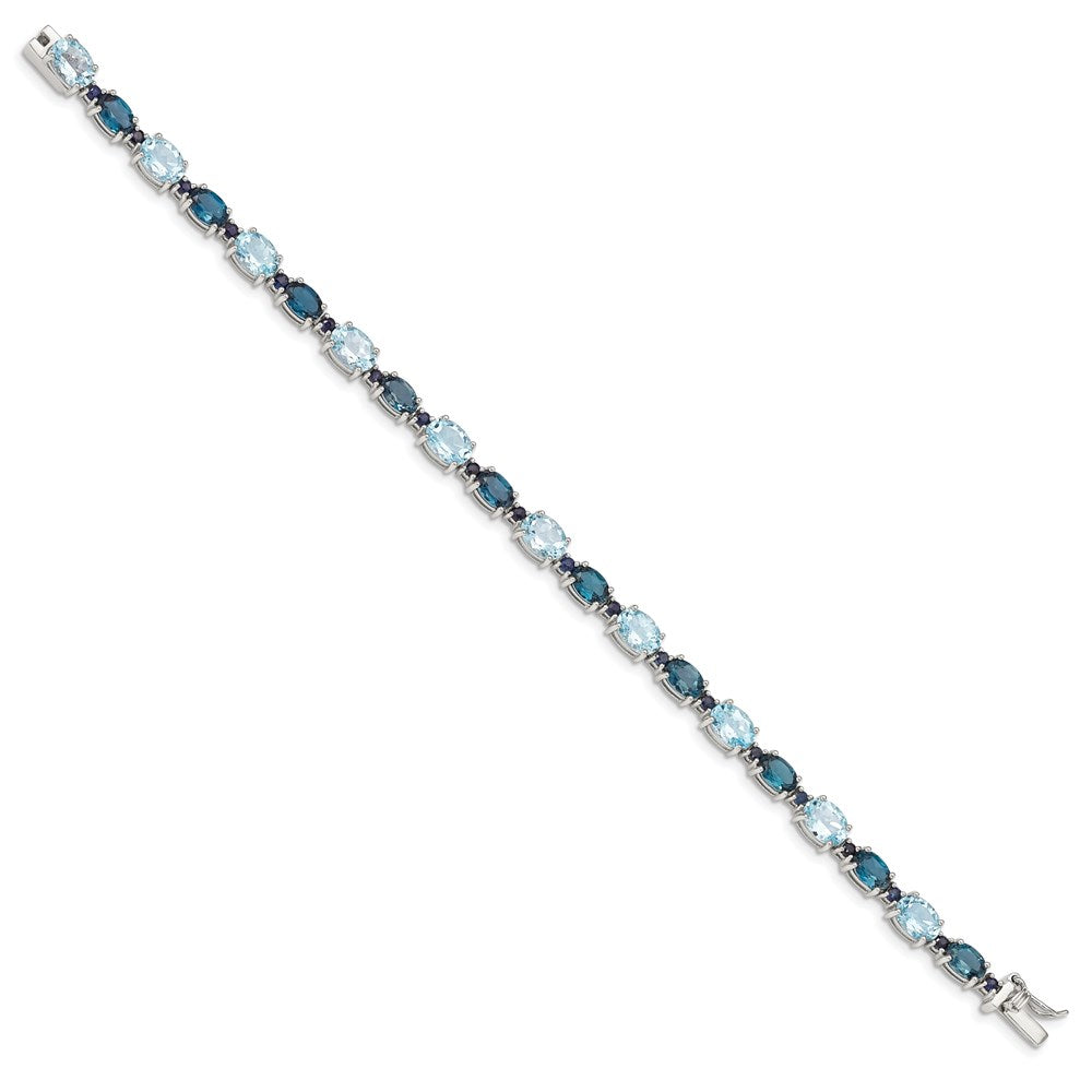 7.25 Zoll Sterlingsilber Rhodiniert London Blau/sky Blautopas Armband