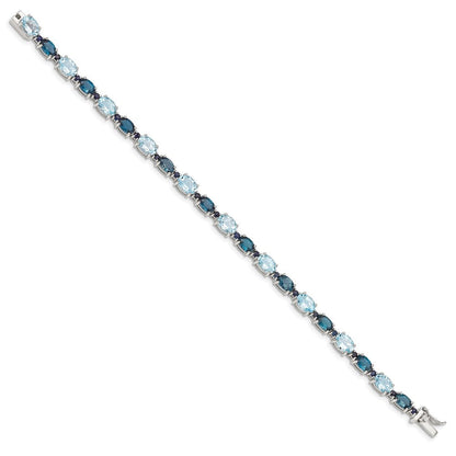 7.25 Zoll Sterlingsilber Rhodiniert London Blau/sky Blautopas Armband