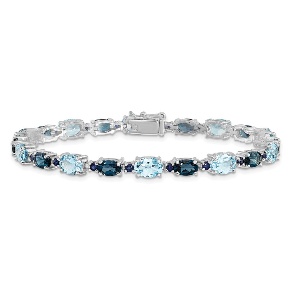 7.25 Zoll Sterlingsilber Rhodiniert London Blau/sky Blautopas Armband