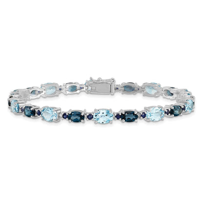 7.25 Zoll Sterlingsilber Rhodiniert London Blau/sky Blautopas Armband