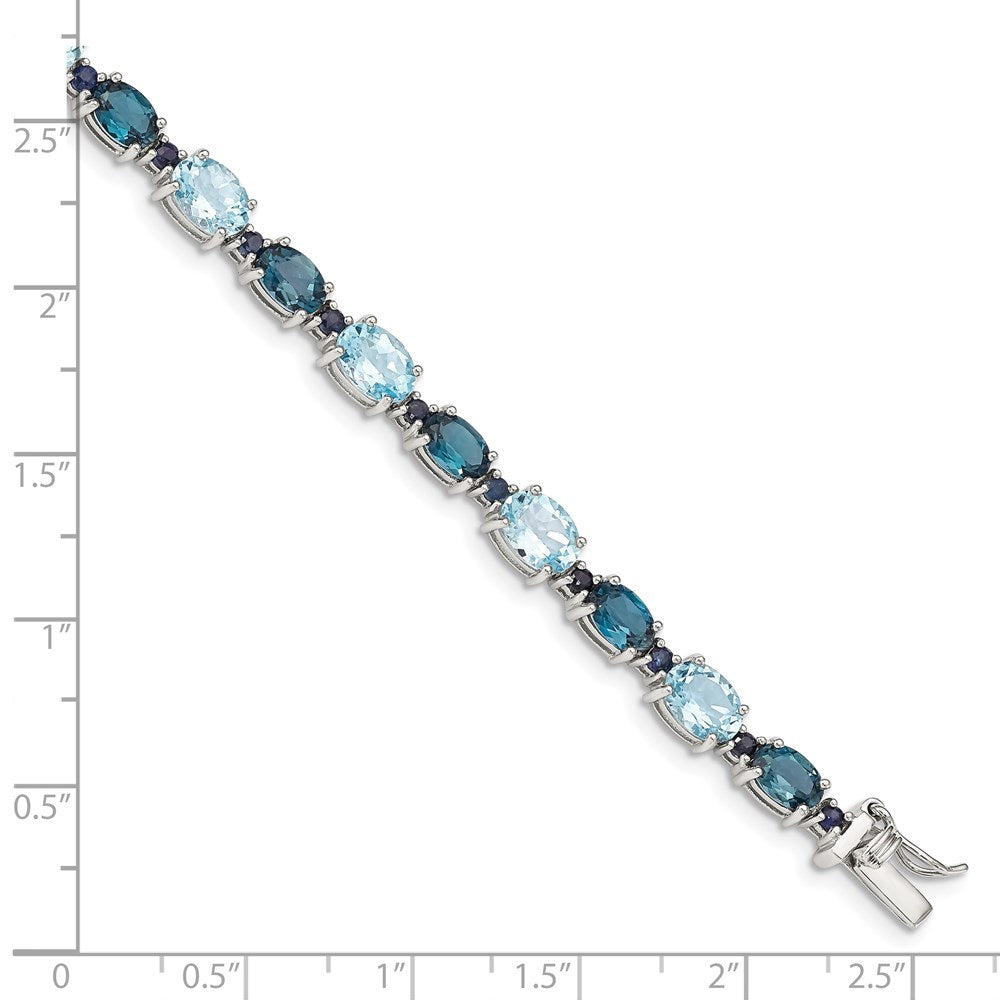 7.25 Zoll Sterlingsilber Rhodiniert London Blau/sky Blautopas Armband