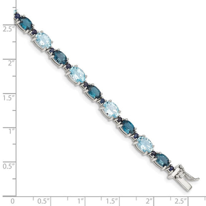 7.25 Zoll Sterlingsilber Rhodiniert London Blau/sky Blautopas Armband