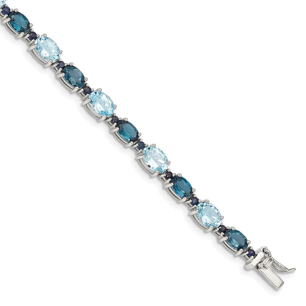 7.25 Zoll Sterlingsilber Rhodiniert London Blau/sky Blautopas Armband