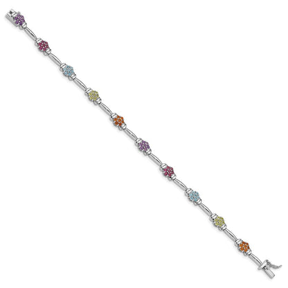 7.5 Zoll Sterlingsilber Rhodiniert Multi-gemstone Armband