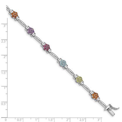 7.5 Zoll Sterlingsilber Rhodiniert Multi-gemstone Armband