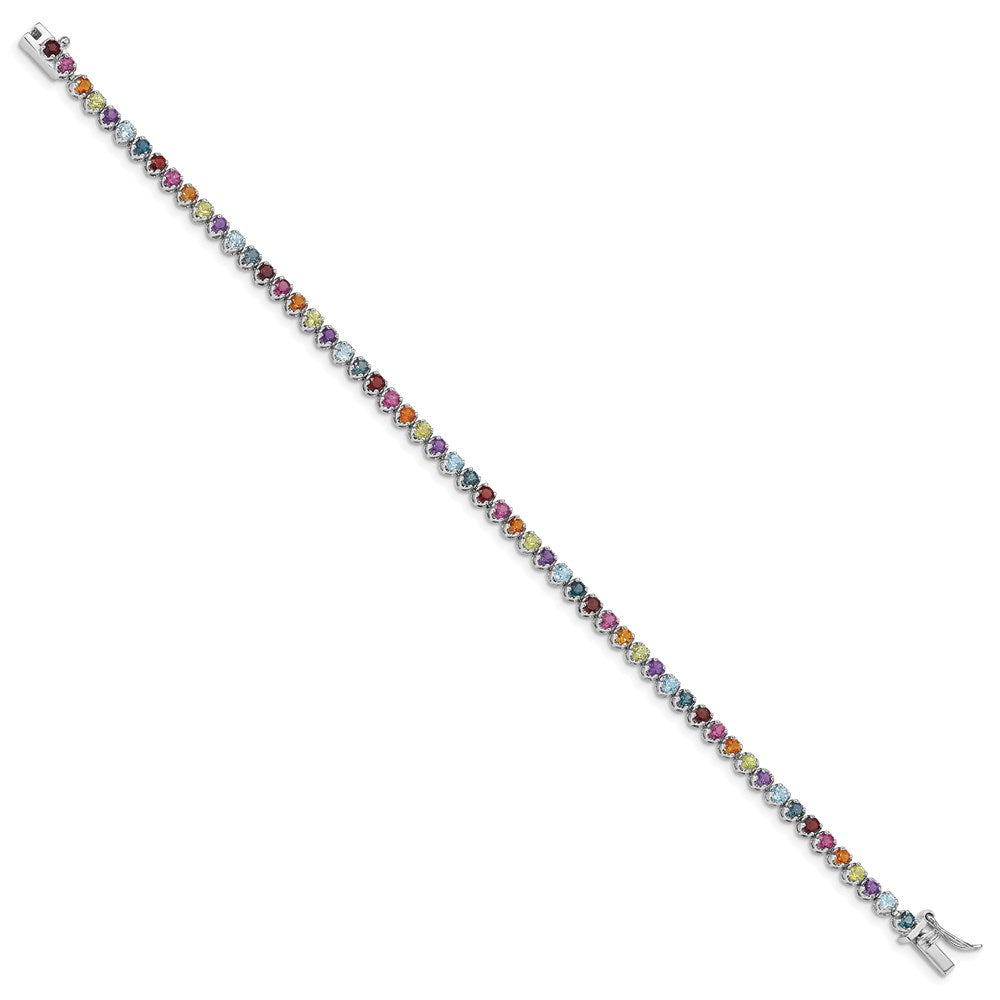 7.5 Zoll Sterlingsilber Rhodiniert Multi-gemstone Tennis Armband