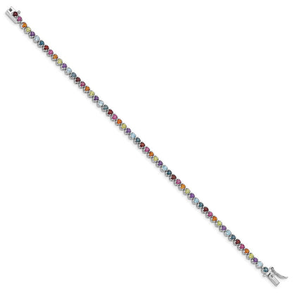 7.5 Zoll Sterlingsilber Rhodiniert Multi-gemstone Tennis Armband