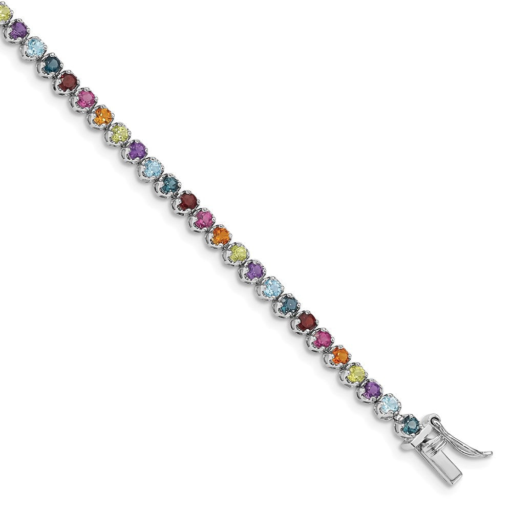 7.5 Zoll Sterlingsilber Rhodiniert Multi-gemstone Tennis Armband