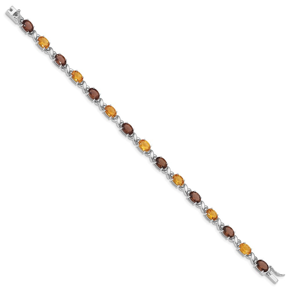 7.5 Zoll Sterlingsilber Rhodiniert Rauch Quarz/citrine/wh.topaz Armband