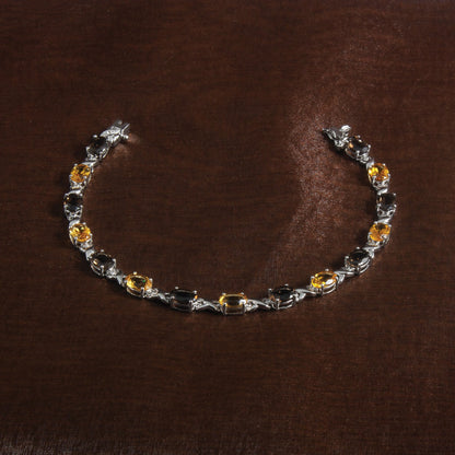 7.5 Zoll Sterlingsilber Rhodiniert Rauch Quarz/citrine/wh.topaz Armband