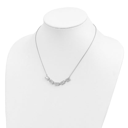 Sterlingsilber Rhodiniert Baguette Zirkonia Bars mit 1 Zoll Verlängerung. Halskette