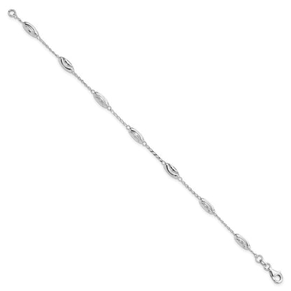 7 Zoll Sterlingsilber Rhodiniert Diamantiert Oval Perlen Armband