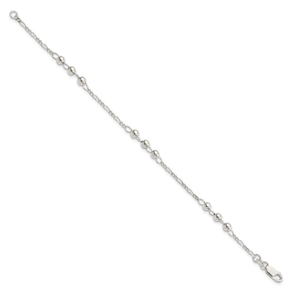 7 Zoll Sterlingsilber Diamantiert Gekugelt Armband