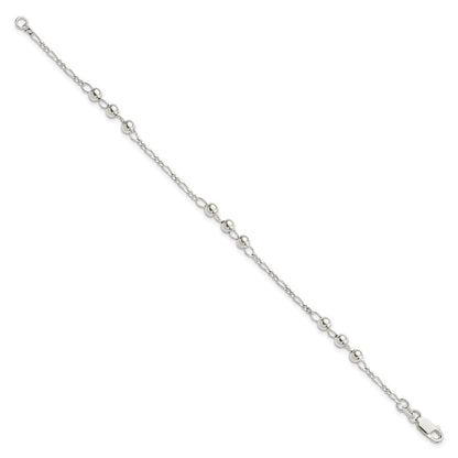 7 Zoll Sterlingsilber Diamantiert Gekugelt Armband