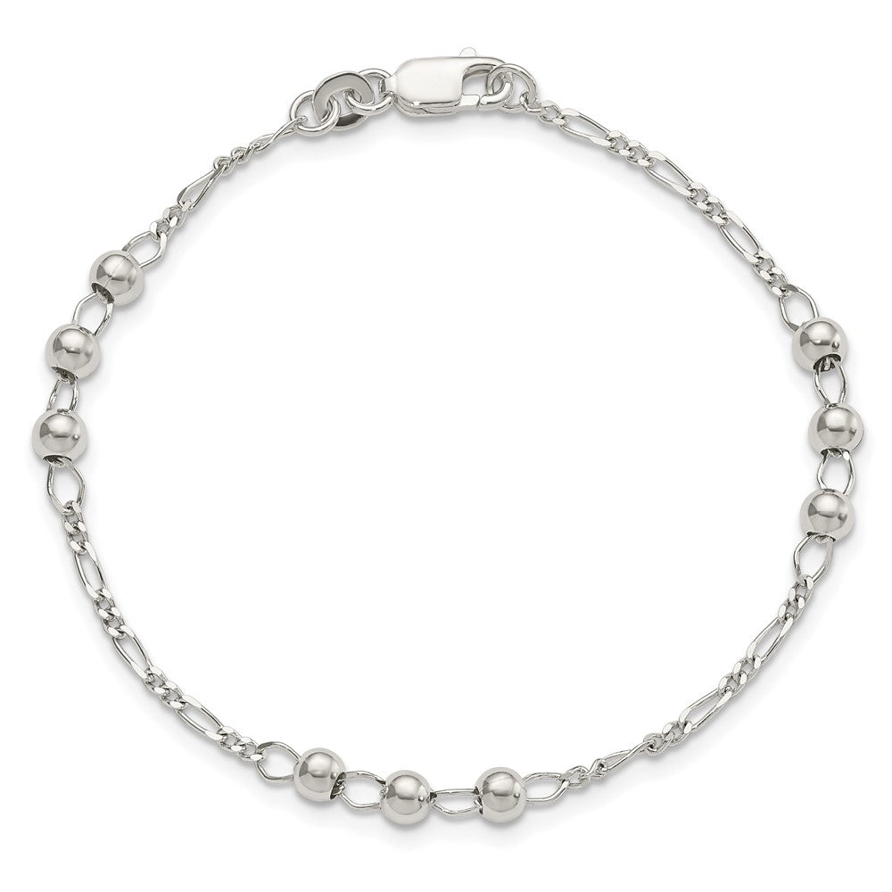 7 Zoll Sterlingsilber Diamantiert Gekugelt Armband