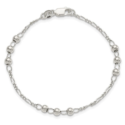 7 Zoll Sterlingsilber Diamantiert Gekugelt Armband