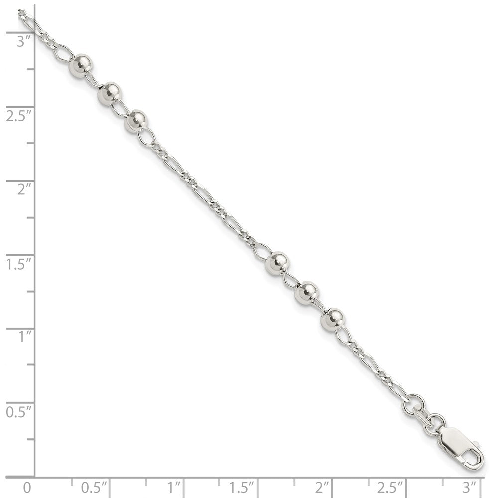 7 Zoll Sterlingsilber Diamantiert Gekugelt Armband