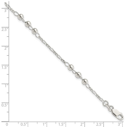 7 Zoll Sterlingsilber Diamantiert Gekugelt Armband
