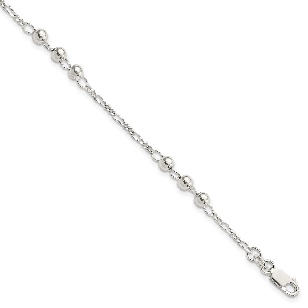 7 Zoll Sterlingsilber Diamantiert Gekugelt Armband