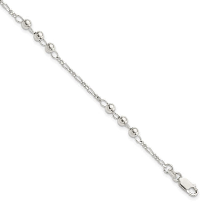 7 Zoll Sterlingsilber Diamantiert Gekugelt Armband
