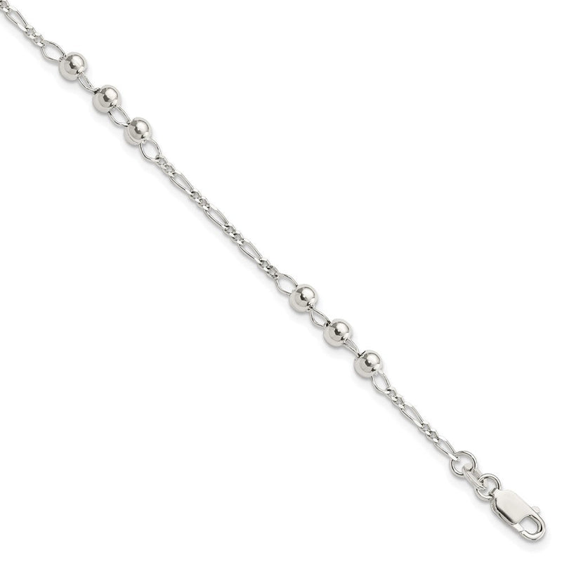 7 Zoll Sterlingsilber Diamantiert Gekugelt Armband