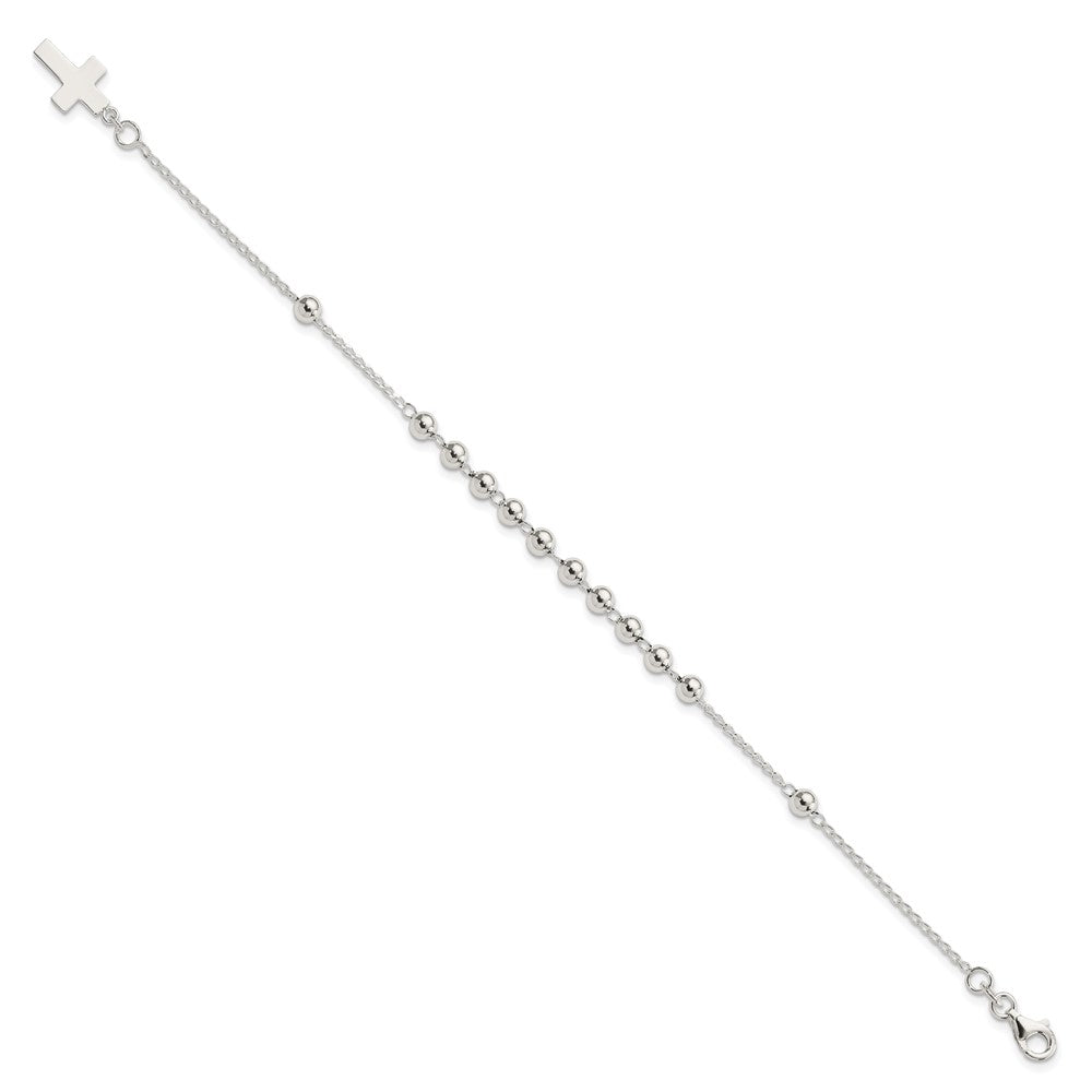7.5 Zoll Sterlingsilber Gekugelt Kreuz Armband