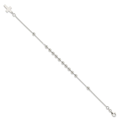 7.5 Zoll Sterlingsilber Gekugelt Kreuz Armband
